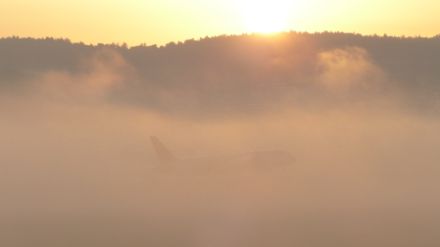 Abb. 4: Landung im Nebel auf dem Flughafen Zürich.