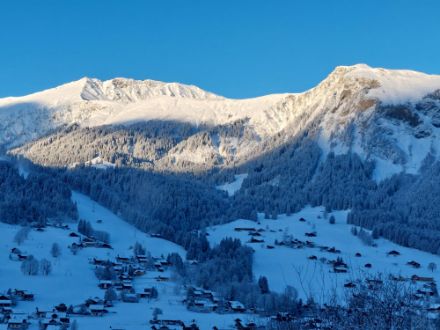 Sonniger Sonntagmorgen in der Lenk im frisch verschneiten Simmental. Bild: Meteomeldungen/App