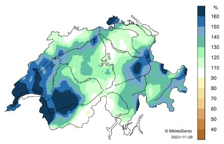 Schweizerkarte zum Herbstniederschlag.