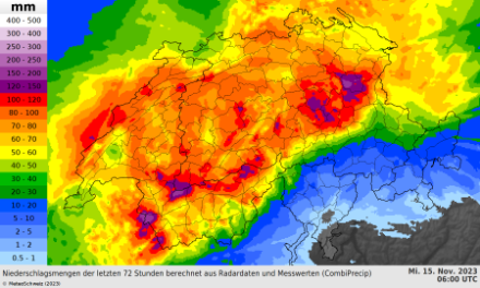 72-Stündige Niederschlagssummen bis am 15. November 2023 um 06 UTC.