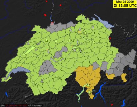 24. März 2009: Neu werden Warnungen bei MeteoSchweiz nur noch mit NinJo erstellt. Im Prognosedienst führt bei Warnungen kein Weg mehr an NinJo vorbei.