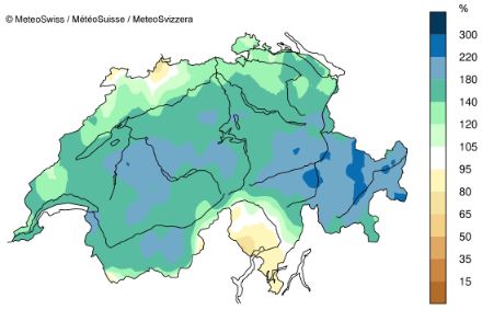 Karte der Niederschlagsabweichung zur Norm 1991-2020