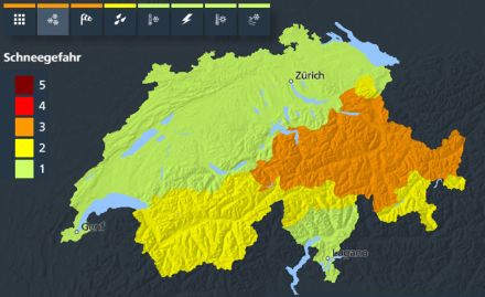 Warnkarte für Schnee
