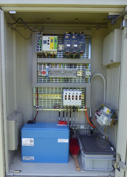 Hauptschrank mit autonomen Modulen zur Erfassung und Versorgung der Messsensoren.