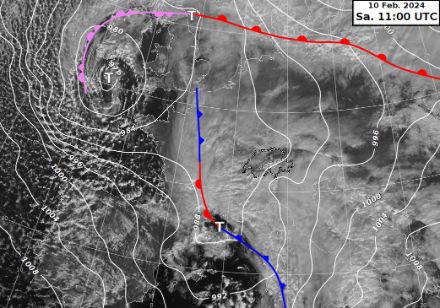 Bodenwetterkarte und Satellitenbild