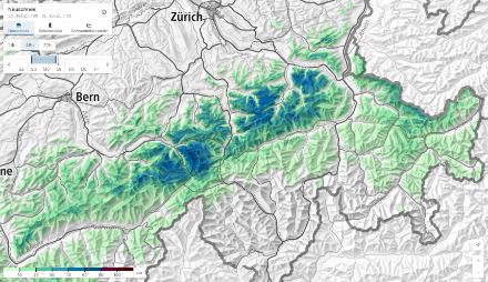 48-stündige Neuschneesummen von Sonntag, 18. bis Dienstag, 20. Februar 2024. Quelle: SLF
