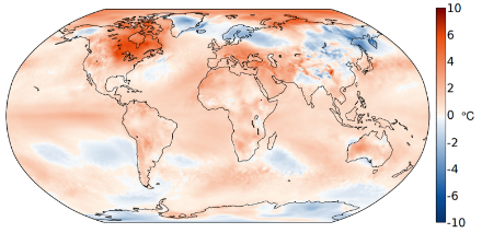 Weltkarte zur Wintertemperatur 2023/24.