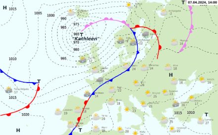Wetterkarte heute 14 Uhr. 
