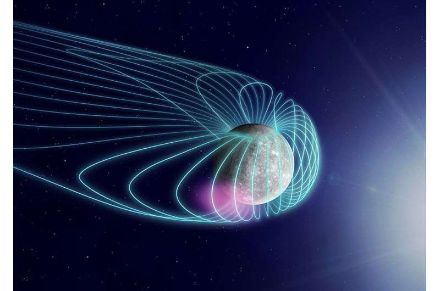 Darstellung des Magnetfeldes um Merkur.