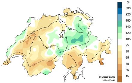Schweizerkarte zum Aprilniederschlag.