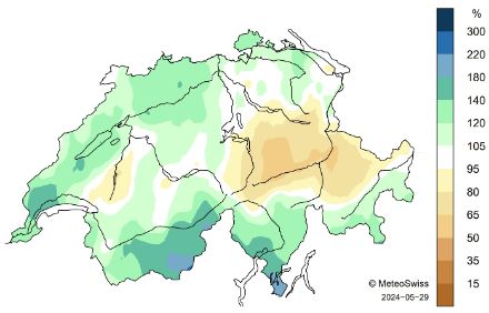 Schweizerkarte zum Niederschlag im Mai.