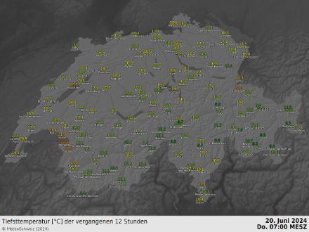 Abbildung 5: Gemessene Tiefsttemperatur am 20. Juni 2024