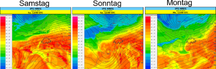 Grafiken für Samstag, Sonntag und Montag
