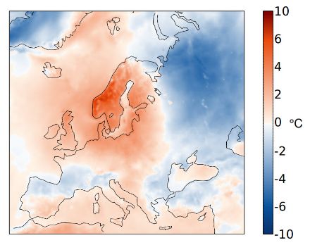 Europakarte zur Temperaturverteilung im Mai.