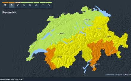 Regenwarnungen der Stufe 2 und 3 von Samstag 11 Uhr.