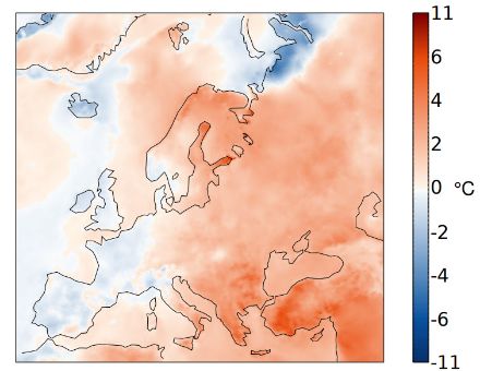 Europakarte zur Temperaturverteilung im Juni 2024