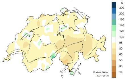Schweizerkarte zur Niederschlagsverteilung im Sommer.