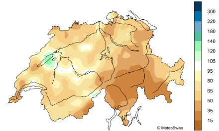 Schweizerkarte zur Niederschlagsverteilung im August.