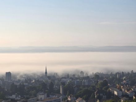 Grenchen (SO) lag am Samstagmorgen zumindest teilweise unter dem Nebel. Bild: Meteomeldungen/App 
