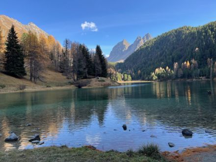 Sonniger Herbst ebenso am Lai da Palpuegna. Bild: T. Schlegel