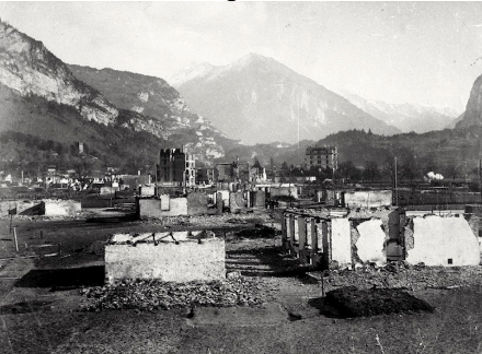 Nach dem Brand von 1891 blieben vom einstigen Dorf Meiringen praktisch nur noch die Grundmauern übrig.