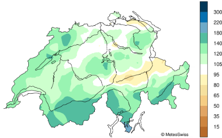 Schweizerkarte zur Niederschlagsverteilung im Oktober 2024.