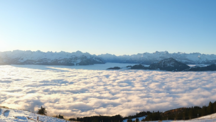 Auf dem Wildspitz ob Goldau konnte man heute am Morgen erkennen, dass der Hochnebel eine Obergrenze von 1100 Metern hatte.