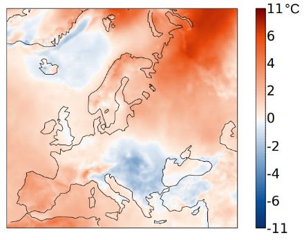 Europakarte zur Novembertemperatur 2024.