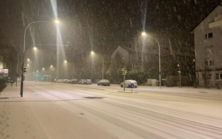 Schneefall am 04.01.2025 kurz vor Mitternacht in Konstanz. 