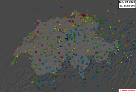 Gemessene Windspitzen bis 15 Uhr LT.
