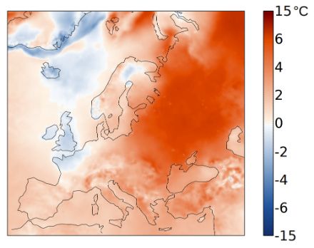 Europakarte zur Temperatur im Januar 2025.