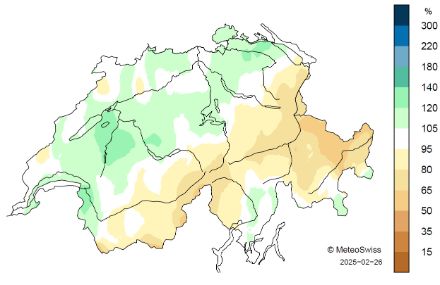 Schweizerkarte zur Niederschlagsverteilung im Winter.