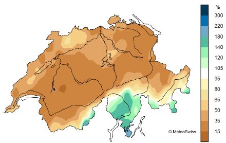 Schweizerkarte zur Niederschlagsverteilung im März.