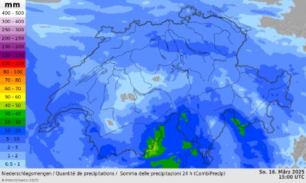 Abbildung 3: Gemessene Niederschlagsmengen am 16.03.25 bis 15 UTC
