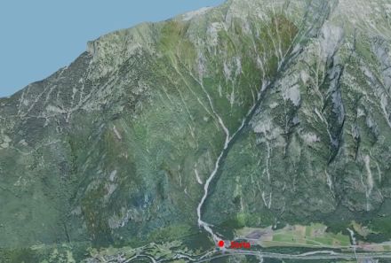 Panorama des «Rià de la Molera» nach dem grossen Murgang in Sorte. 