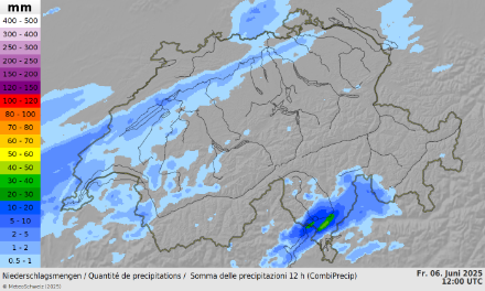 Die grössten Niederschlagsmengen waren im nördlichen Sottoceneri auszumachen. In diesem Gebiet fiel am frühen Morgen teils über 40 mm Niederschlag.