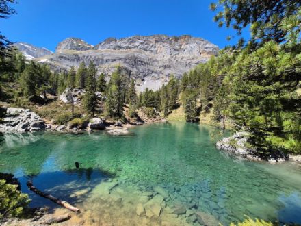 Je nach individuellem Empfinden werden sich kommende Woche die Meisten von uns früher oder später nach einem kühlen Bergseeli sehnen. Im Bild das Arveseeli oberhalb Kandersteg, im Hintergrund links die Wyssi Flue und in der Mitte der Üschenegrat. Foto: Meteomeldung/App vom 30 Mai 2025. 