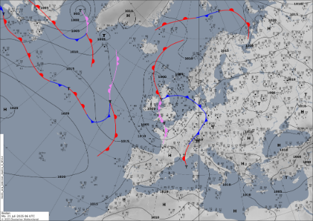 Bodenwetterkarte vom 21.07.2025 um 6 UTC. 