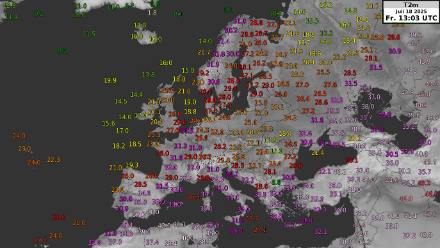 Einige Temperaturmessungen von heute Nachmittag aus Europa. 