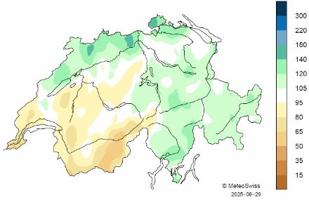 Räumliche Verteilung der Niederschlagssummen im Sommer 2025
