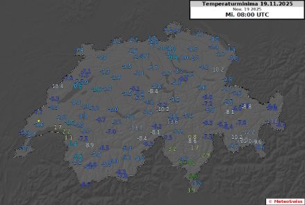 Temperaturminima von heute Morgen.