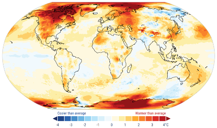 Globale Karte der Herbsttemperatur