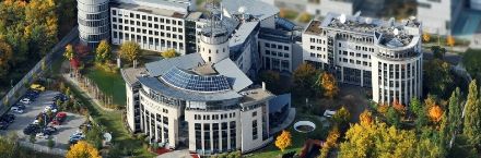 Luftansicht des EUMETSAT Hauptsitzes in Darmstadt, Deutschland
