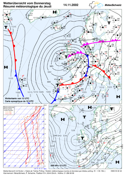 Wetterkarte des 14. November 2002.