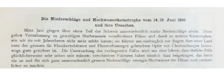 Einführung zur Hochwasseranalyse 1910 in den Annalen 1910.