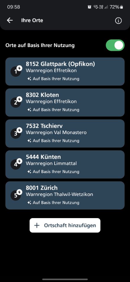 Welche Optionen gibt es bei der Verwaltung der Orte?