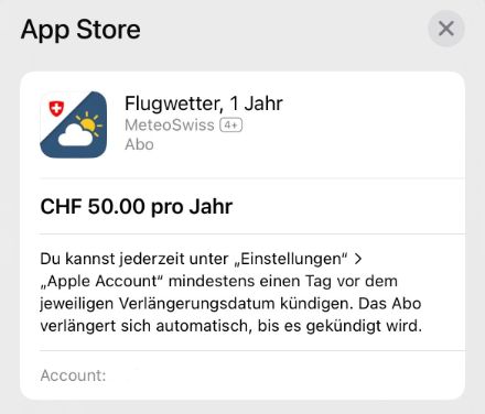 Was kostet die Flugwetter In-App?