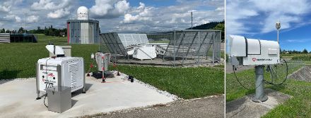 Bilder eines Windlidars, eines Windprofilers und eines Temperatur- und Feuchte-Radiometers.