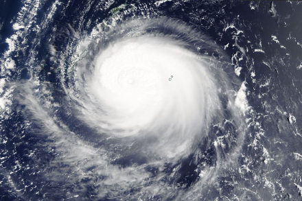 Das Satellitenbild von heute 31. August zeigt den tropischen Wirbelsturm "Hinnamnor" südlich der Japanischen Insel Okinawa. Quelle: nasa.gov