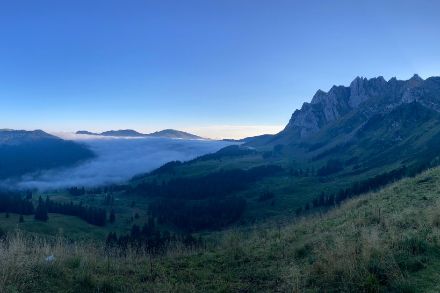 Aussicht von Ennetbühl (SG) auf den Hochnebel. Bild: Meteomeldungen/App